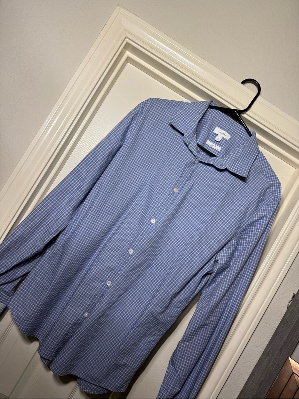 Calvin Klein Light Blue Windowpane Dress Shirt